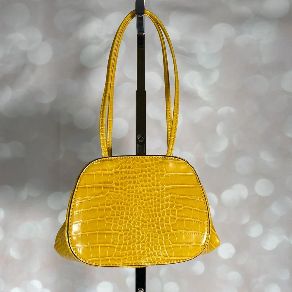 Yellow Faux Leather Handbag - Picture 1 of 9
